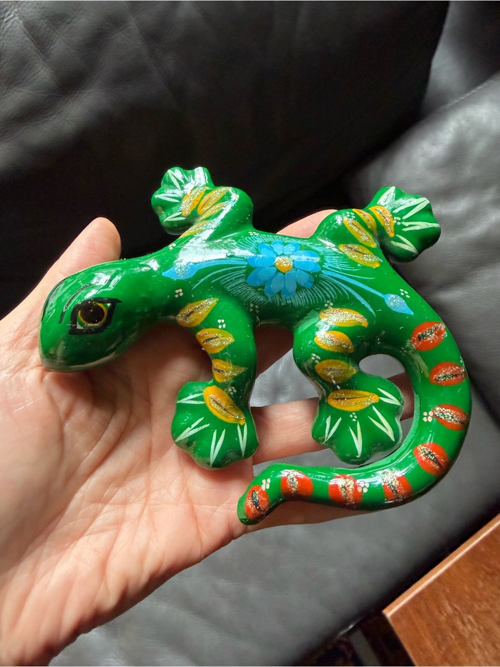 VTG Mexican Ceramic Gecko Wall Art Hand Painted